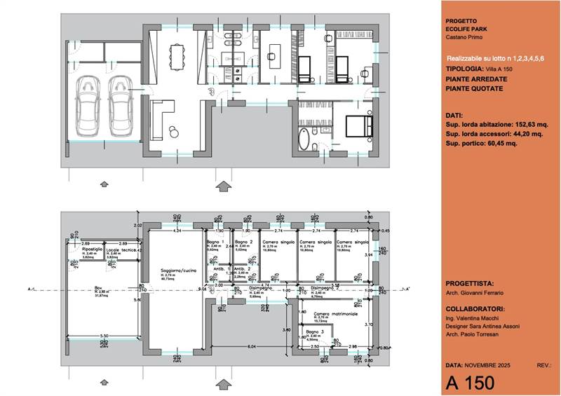 Planimetria con arredi e quotata